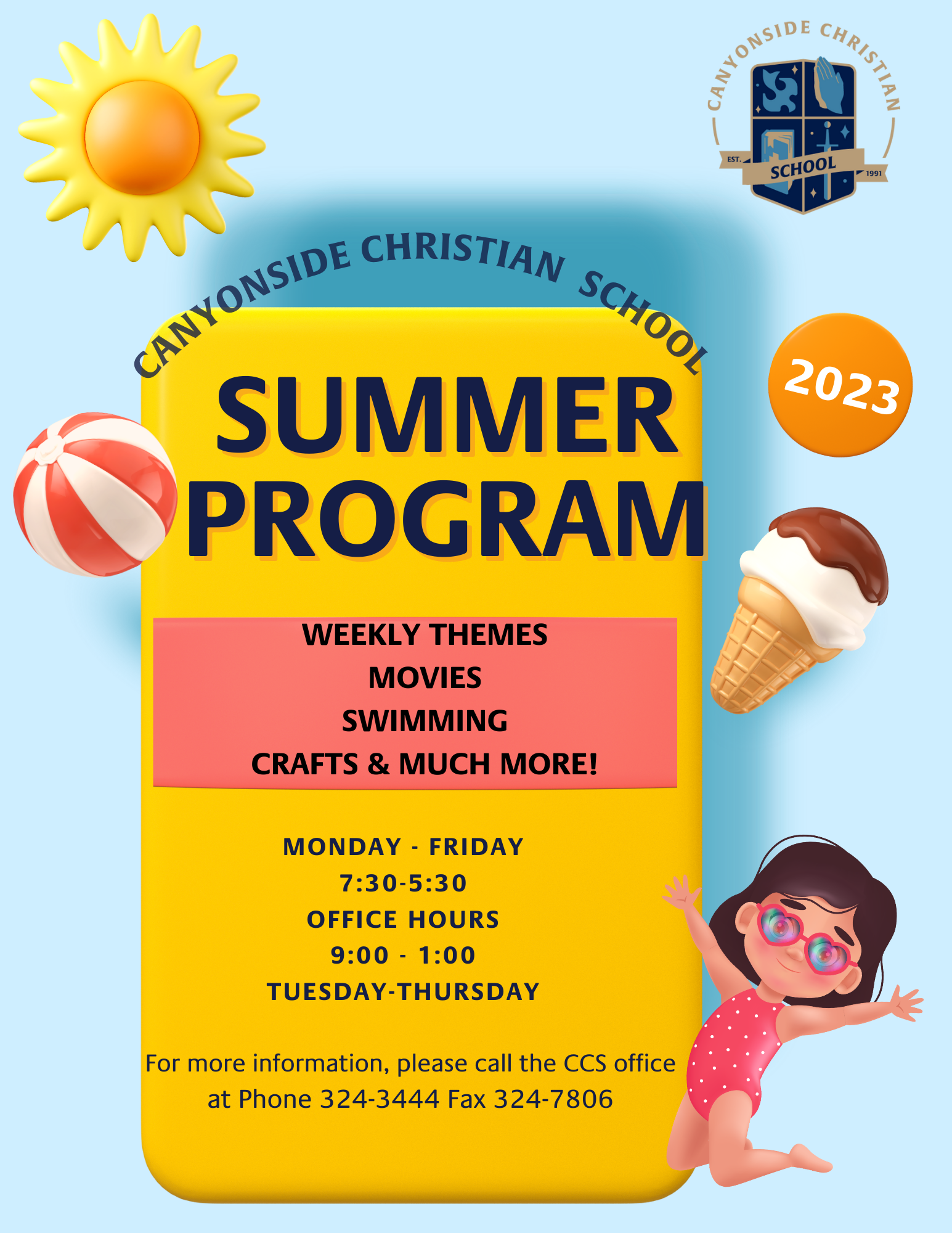 Canyonside christian school summer program flyer
